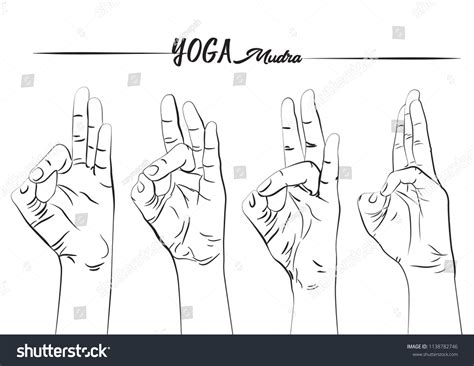 Mudras Yoga Hand Positions Royalty Free Stock Vector 1138782746