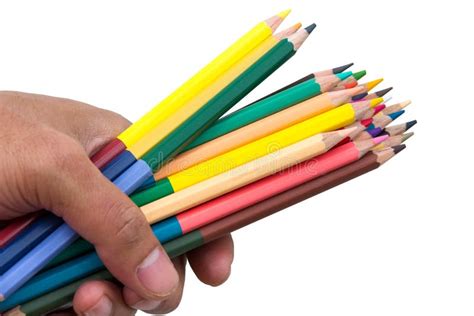 Hand Hold Color Pencils Stock Image Image Of Multicolor 126093185