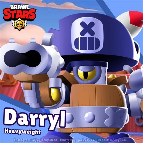 They can be drawn on a screen or a paper. New Darryl remodel. 3D drawing : Brawlstars