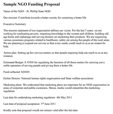 Ngo Funding Proposal Template