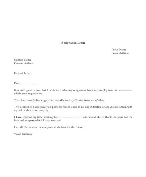 Basic Resignation Letter Template Uk Basic Resignation Letter Template