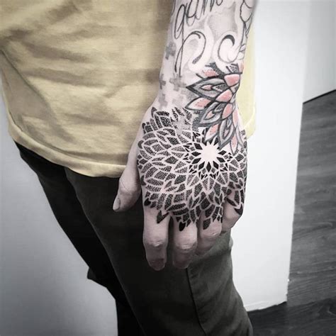 Dotwork Mandala Tattoo On The Left Hand