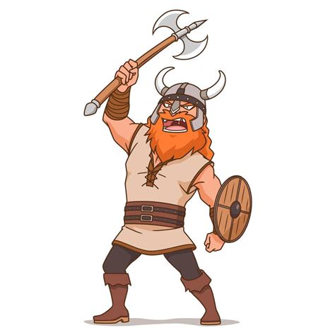Cartoon Character Of Viking Man Holding Axe 4903189 Vector Art At Vecteezy