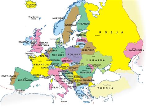 Mapa Europy Państwa I Stolice Polskie Nazwy | Mapa