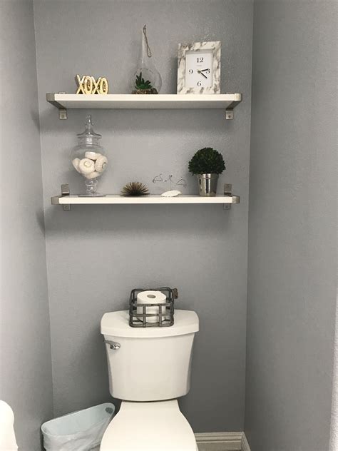 Great savings & free delivery / collection on many items. Shelves decor above toilet. White and gray bathroom redo ...