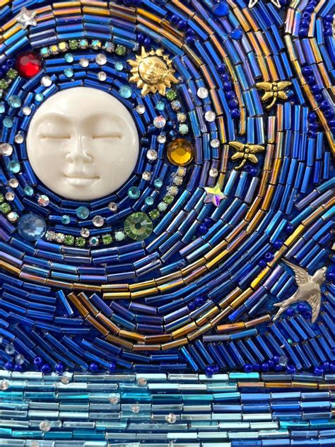 If The Moon Could Dream Beaded Mosaic Wall Art Ocean Theme Etsy
