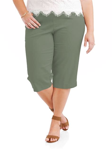 Just My Size Womens Plus Size Size 2 Pocket Pull On Capri Pant
