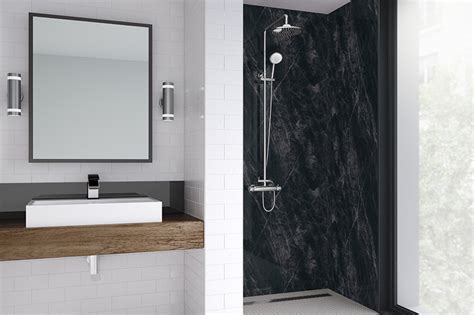 black statuario bathroom and shower wall panel wetwall