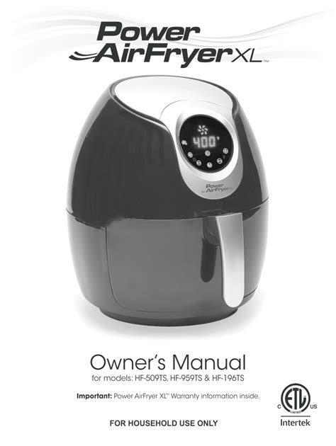 Manual For Air Fryer