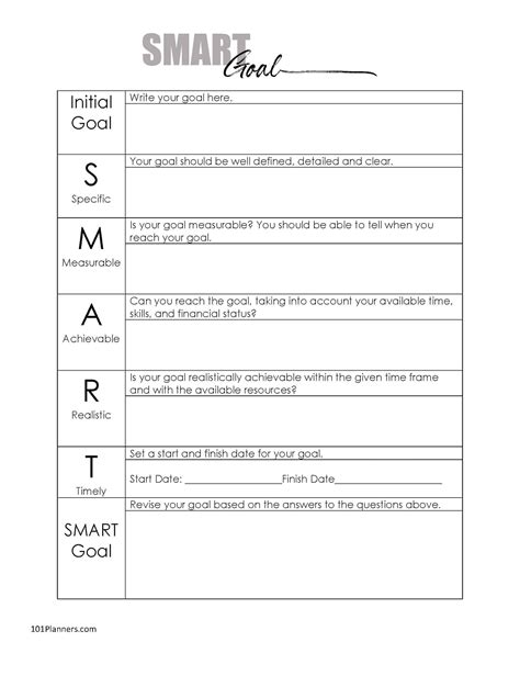 Smart Goals Template Fillable Pdf Free Printable Template