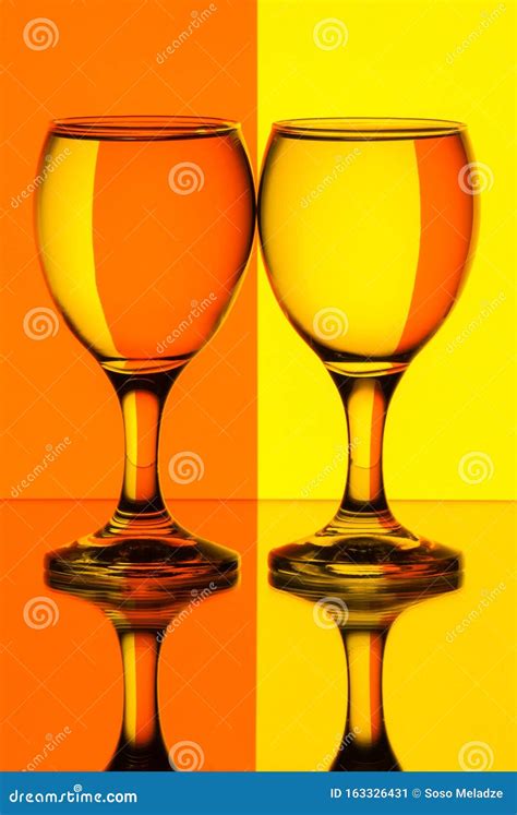 Two Glasses Of Water In Front Of Stripes Refraction Still Life Stock Image Image Of