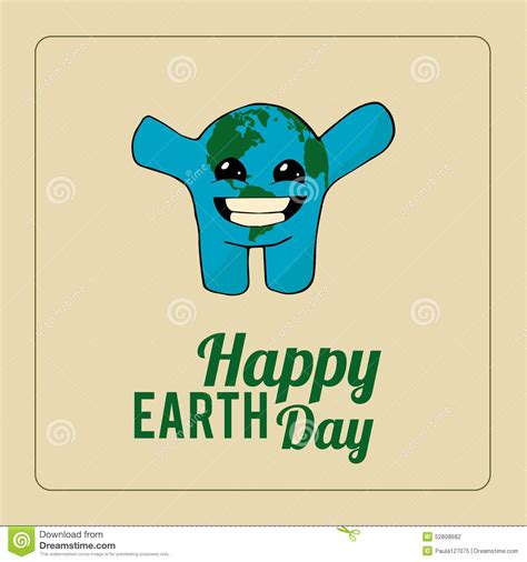 Día De La Tierra Planeta Feliz Sobre Fondo Del Color Stock De