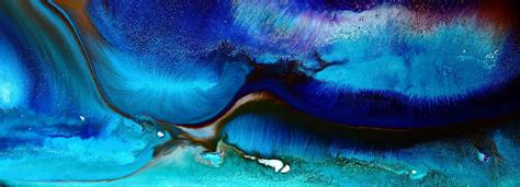 Horizontal Abstract Art Just Blue By Kredart Painting By Serg Wiaderny