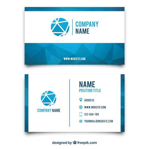 Free Vector Business Card Template With Blue Polygons