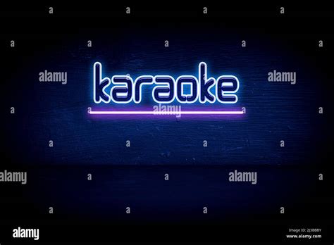 Karaoke Blue Neon Announcement Signboard Stock Photo Alamy