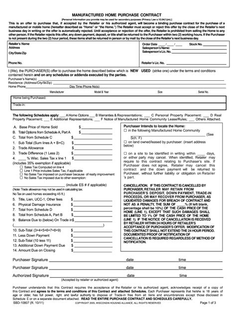 Free Printable Mobile Home Purchase Agreement
