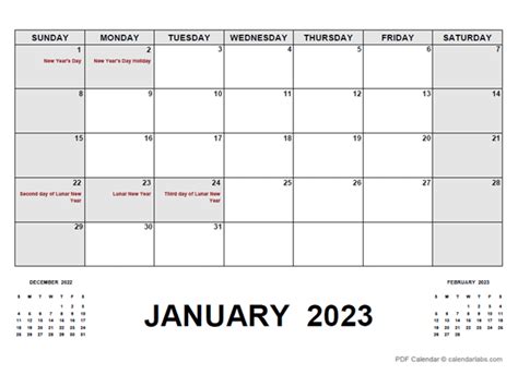 2023 Monthly Planner With Hong Kong Holidays Free Printable Templates