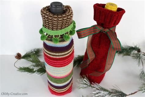 Diy Recycled Sweater Wine Bottle T Bags Wine Bottle T Bag Bottle T Christmas Wine