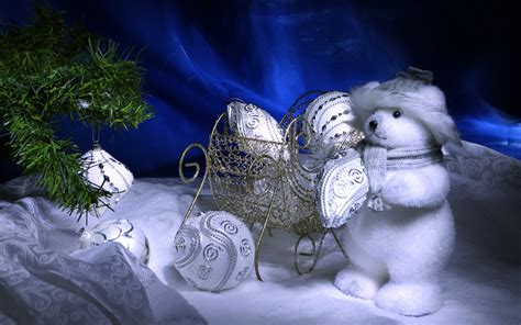 Wallpaper 1920x1200 Px Balls Bear Christmas New New Year Sleigh