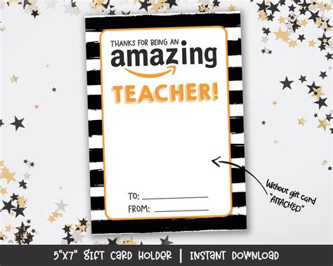 Thanks For Being An Amazing Teacher Amazon Gift Card Holder Etsy