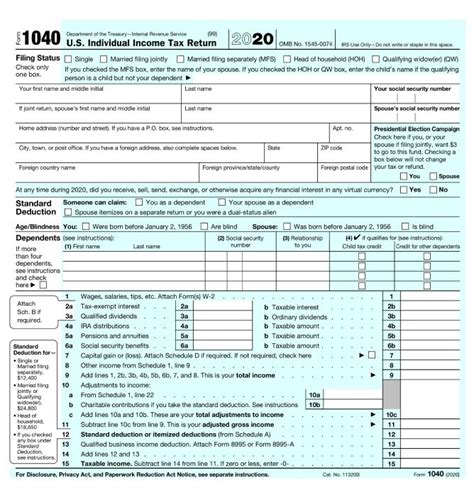 Form 1040 Irs Form 1040 Instructions Free Template