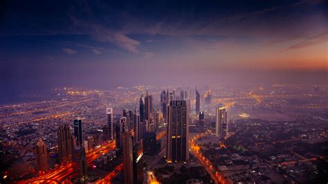 Dubai City Skyline Wallpaper 4k Cityscape Aerial View Skyscrapers