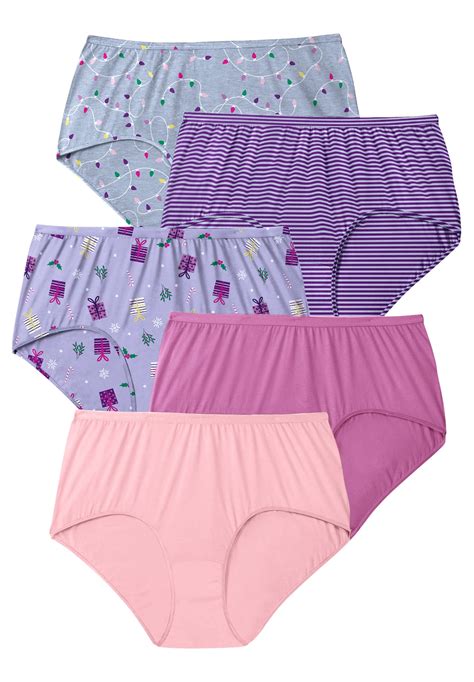 Comfort Choice Women S Plus Size Cotton Brief 5 Pack Underwear