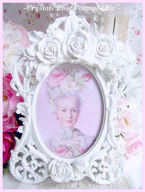 Shabby Chic Rose Frame White On White Decor Wedding Bridal Baby Girl