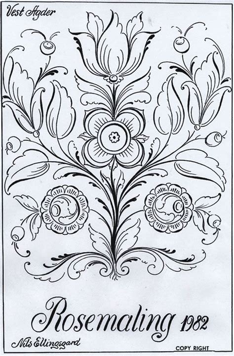 Rosemaling Sketch Rosemaling Pattern Scandinavian Folk Art