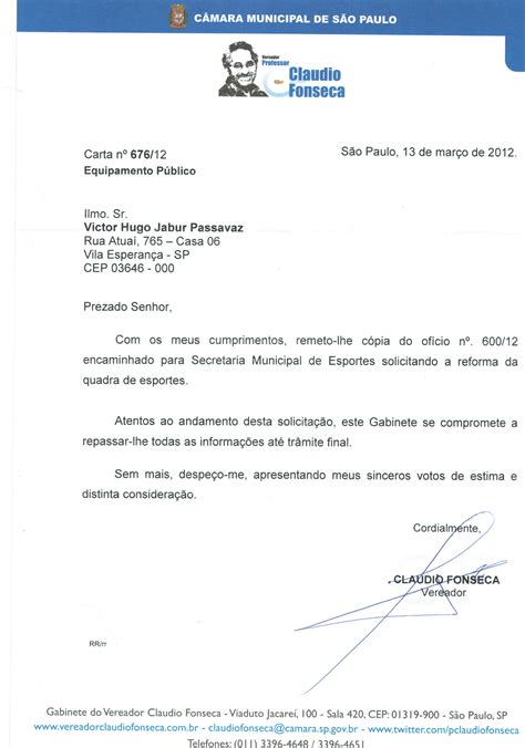 Carta De Solicitação Para Prefeitura