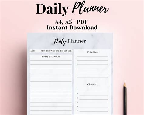 Printable Daily Planner 2020 2021 Hourly Planner Day Etsy