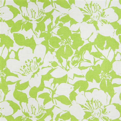 Lime Green Floral Print Upholstery Fabric