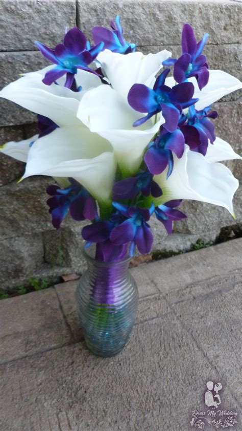 dress my wedding calla lily and galaxy orchid bouquet