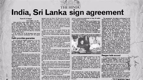 Its 30 Years Since Indo Lanka Accord Was Signed The Hindu