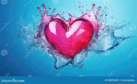 Heart Shaped Water Splashes On Blue Background Stock Image Image Of