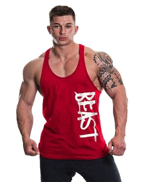 THE BLAZZE Men S Red Cotton Tank Tops Muscle Gym Bodybuilding Vest