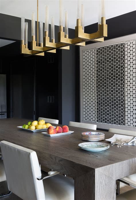 Moody Modern Dining Room With Amazing Gold Light Fixture Love The Idea