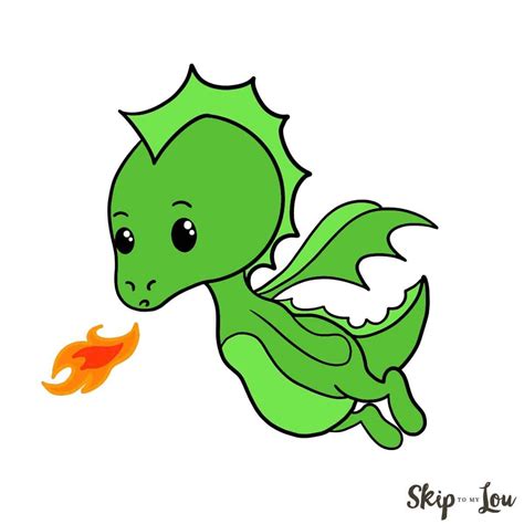 Colored Cute Dragon Drawing Cute Dragon Drawing Easy Cartoon