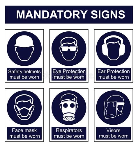 Mandatory Safety Sign Icons Set Stock Vector Illustration Of Symbol