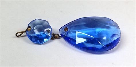 Vintage Blue Chandelier Crystal Teardrops Etsy