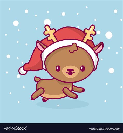 Merry Christmas Cute Kawaii Character Royalty Free Vector