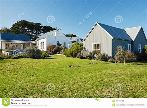 Grassy Backyard Of A Large Suburban Home In Summer Stock Image Image