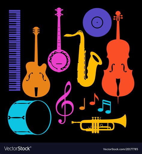 Set Of Musical Instruments Jazz Blues Royalty Free Vector