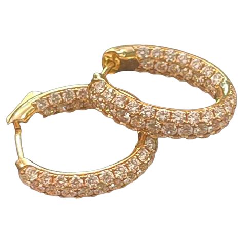Special Oval Shaped Inside Out Diamond Hoop Earrings For Sale At