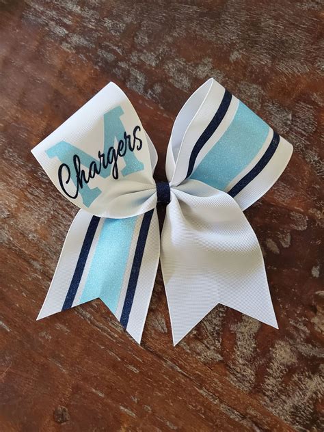 Custom Striped Cheer Bow Softball Bow Dance Bow With Stripes And Name In Cute Cheer