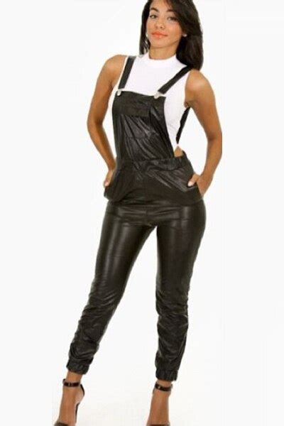 Free Shipping High Fashion Leather Women Jumpsuits Fashion Stylish