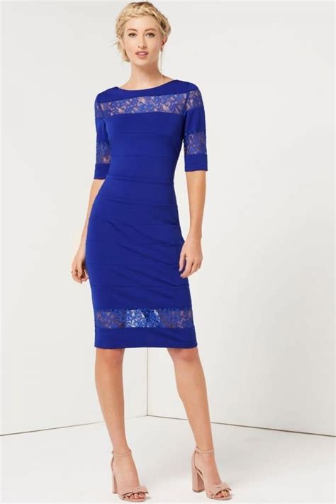 Blue Lace Insert Dress Insert Dresses Dresses Lace Overlay Dress