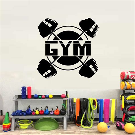 Gym Bodybuilding Wall Sticker Fitness Sports Club Logo Wall Decal Gym