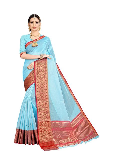 sky blue woven kanchipuram silk saree with blouse jhabroo 3192314