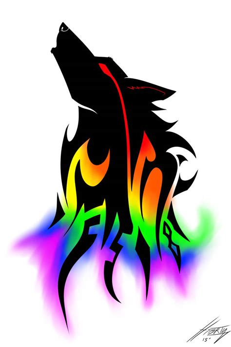 Tribal Rainbow Wolf By Hybrid No1 On Deviantart